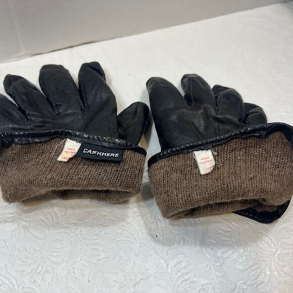 Men's Black Soft Leather Cashmere Lined Winter Gloves Size: Large VGUC - Picture 7 of 15